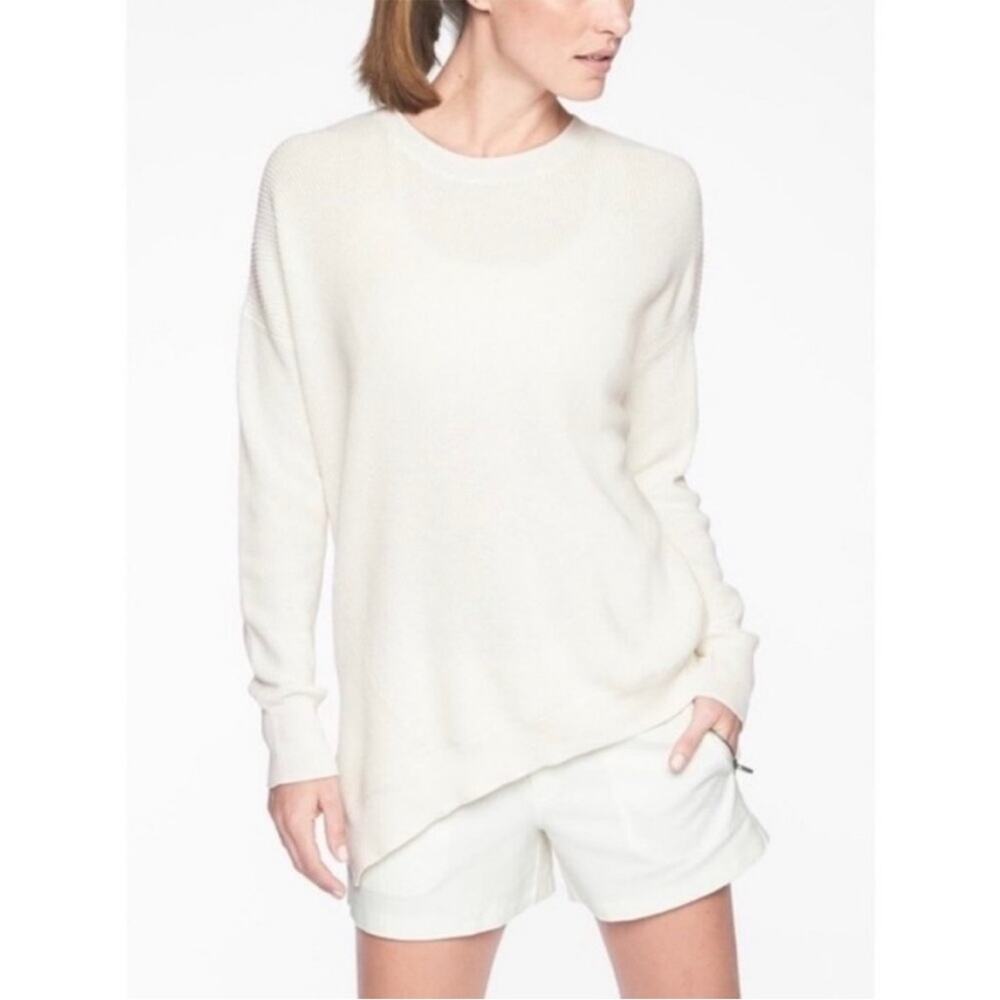 Athleta Rest Day Asym Crewneck Sweater White Size XXS